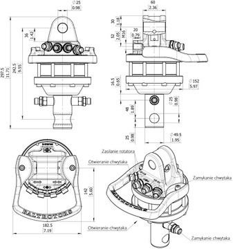 ГИДРАВЛИЧЕСКИЙ РОТАТОР GR30 ПОВОРОТНЫЙ ГРЕЙФЕР HDS 3T