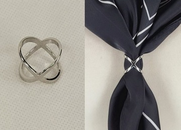 Ozdobna klamra KLIPS PIERŚCIEŃ DO APASZKI SZALA kolor srebrny