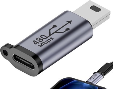 ADAPTER PRZEJŚCIÓWKA KABLA TYPE-C do MINIUSB 480MBPS 18W 5V 2A V5