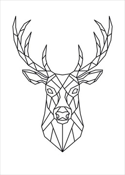 Jeleń Abstrakcja B2 Plakat Plakaty 70x50cm Kreska