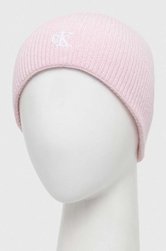 Calvin Klein Jeans czapka z domieszką wełny kolor różowy K60K611255