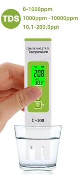 Тестер солености TDS EC, жесткость воды PPM
