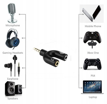 МИНИ-ДЖЕК AUX РАЗДЕЛИТЕЛЬ МИКРОФОН НАУШНИКИ