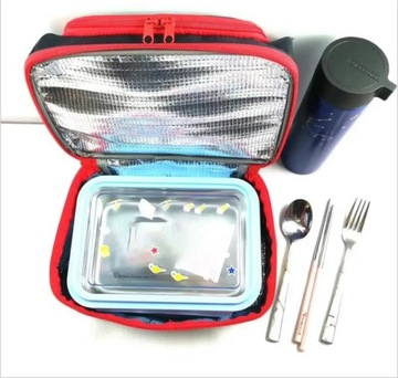 Двухслойный портативный термохолодильник Bento Lunch с милой мультяшной изоляцией