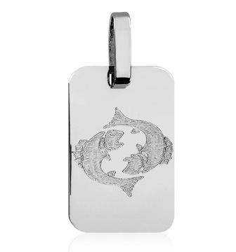 WISIOREK BLASZKA ZNAK ZODIAKU RYBY SREBRO 925
