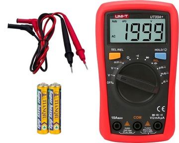 MULTIMETR MIERNIK PRĄDU TESTER NAPIĘCIA LCD ZESTAW 2xAAA UNI-T UT33A+