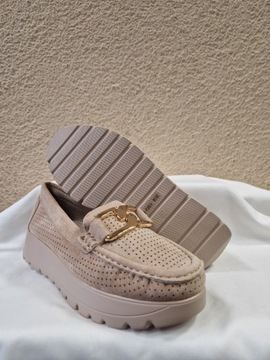 ТУФЛИ БЕЖЕВЫЕ ЗАМШЕВЫЕ МОКАСИНЫ GOODIN Размер 38