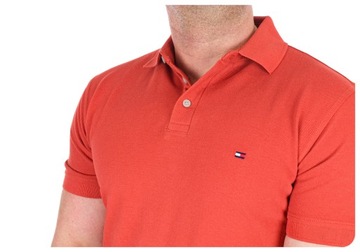 KOSZULKA POLO TOMMY HILFIGER 1985 POLÓWKA MĘSKA SLIM FIT POMARAŃCZOWA S