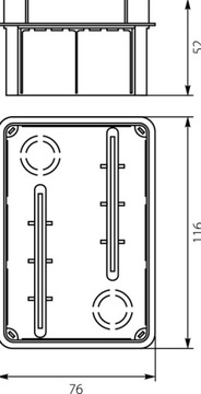 КОРОБКА ВСТРАИВАННОГО МОНТАЖА С БЕЛОЙ КРЫШКОЙ 76x116x52 IP40