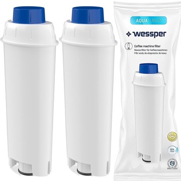 2x Filtr Wessper AquaLunga WES039 Wkład wody do EKSPRESU DeLonghi