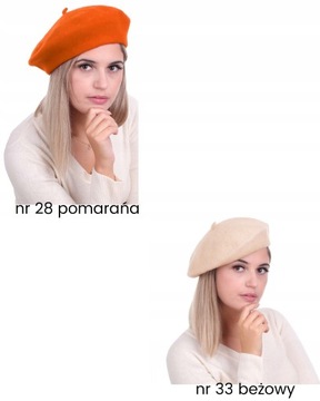 Beret z antenką damski w stylu francuskim wełniany