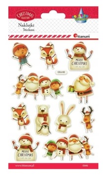NAKLEJKI ŚWIĄTECZNE MIKOŁAJE BAŁWANKI ZWIERZĄTKA