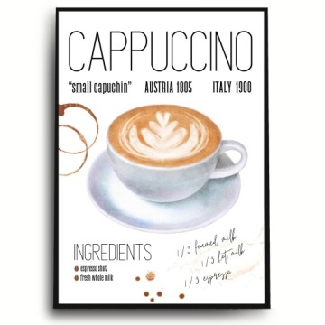 СОВРЕМЕННЫЙ ПОСТЕР ЛОФТ-УКРАШЕНИЯ КАРТИНА ДЛЯ КУХНИ ГОСТИНОЙ КАПУЧИНО 30Х40