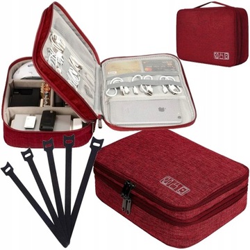 ETUI TORBA ORGANIZER ZESTAW 5 RZEPÓW GRATIS NA KABLE ŁADOWARKI PODRÓŻNA XXL