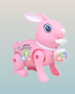 Игрушка кролик играет прыгающим зайцем СВЕТЯЩИЙСЯ светодиодный кролик на поводке 24 часа