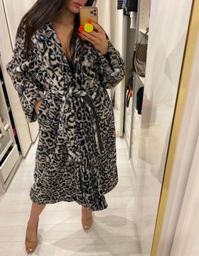 Płaszcz Futro VIP Zendaya dla Tommy Hilfiger Leopard Print Panterka