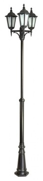 Lampa ogrodowa RETRO 3xE27 czarna masztowa latarnia 195-295 cm