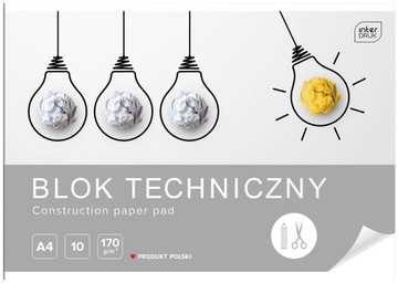 BLOK TECHNICZNY INTERDRUK A4 10 kartek, 170g