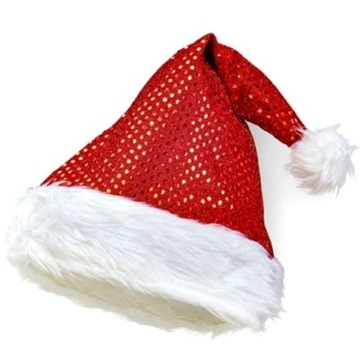 CZAPKA świąteczna ŚWIĘTY MIKOŁAJ z cekinami
