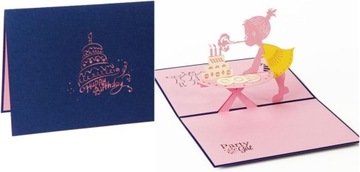 Kartka Urodzinowa Okolicznościowa Dla Dziewczynki 3D Pop Up 10x15.5cm