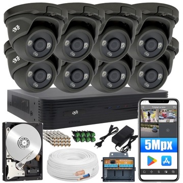 ZESTAW DO MONITORINGU 8 KAMER 5MPX METALOWYCH ZEWNĘTRZNYCH PODGLĄD ZDALNY