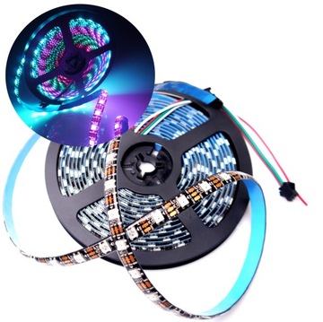 5m taśma WS2812B argb 5V 18W IP65 smart MAGIC led programowalna CZARNA