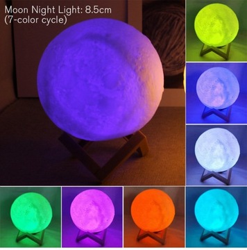 8cm Moon LED Night Light Battery Powere With Stand