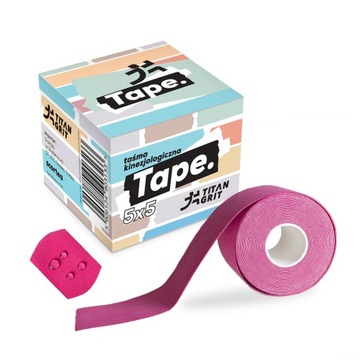 Taśma Kinezjologiczna Plaster Tape Kinesiotaping Wodoodporna 5mx5cm Różowa