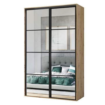 Szafa przesuwna NA WYMIAR 18mm LUSTRO CZARNE OKUCIA LOFT ARTISAN 150cm