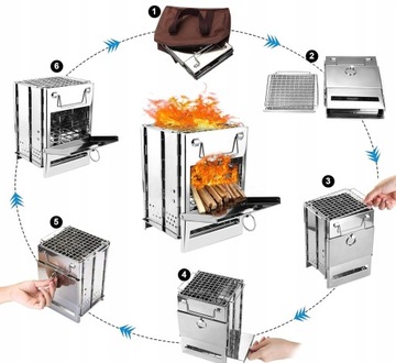 ПОРТАТИВНАЯ ДРОВЯНАЯ ПЕЧЬ ТУРИСТИЧЕСКАЯ ПЕЧЬ ДЛЯ КЕМПИНГА + СУМКА + ПИЛА