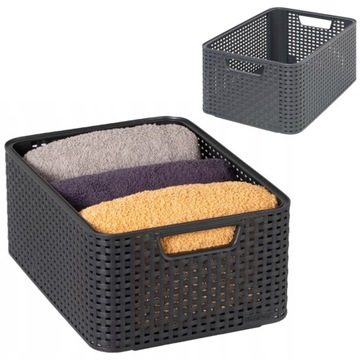 Kosz Szary Curver Style M Pojemnik Rattan Koszyk - kopia