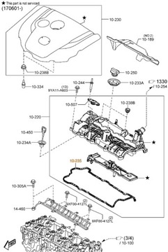 TĚSNĚNÍ KRYTU VENTILU MAZDA 3 BM 6 GJ CX-5 2.2D SH0110235 ORIGINÁLNÍ