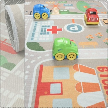 Коврик ДЕТСКИЙ бежевый ДОРОГА УЛИЦА ГОРОД 150х200 см МЯГКИЙ