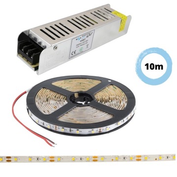 ZESTAW 10m Taśma LED PREMIUM biały zimny 12V