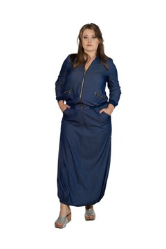 Plus Size. Spódnica długa cieniutki jeans roz. 44