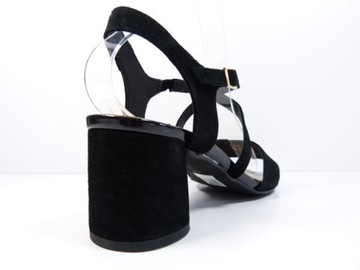 czarne skórzane sandały damskie niski obca wygodne buty do tańca Sala 37