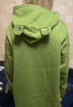 ТЁПЛАЯ ЗЕЛЕНАЯ СВИТШОТА С КАПЮШОНОМ FROG, МОЛОДЕЖНАЯ