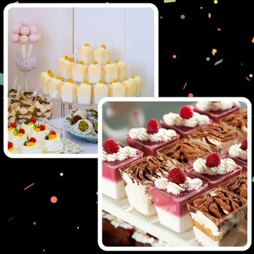 КОНТЕЙНЕРЫ ДЛЯ КРУЖЕК ДЛЯ ЗАКУСОК ДЕСЕРТОВ 60МЛ 50ШТ КВАДРАТНЫЙ КОНТЕЙНЕР ДЛЯ ДЕСЕРТА