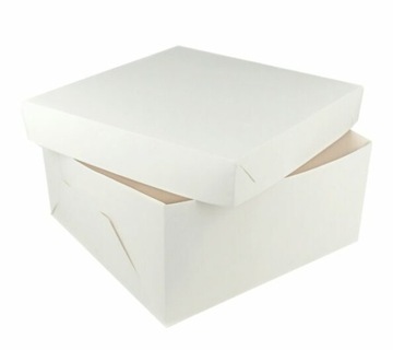 Pudełko karton cukiernicze pojemnik na tort ciasto białe 26x26x15cm