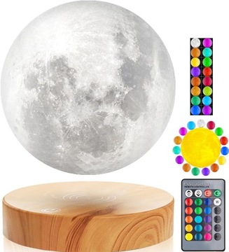 LAMPKI NOCNA LAMPA STOŁOWA KSIĘŻYCOWA LEWITUJĄCA MAGNETYCZNIE RGB 16 KOL