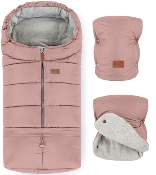 PETITE&MARS ŚPIWOREK ZIMOWY + MUFKI DO WÓZKA PINK