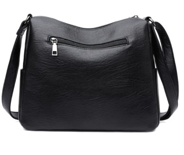 ЧЕРНАЯ ЖЕНСКАЯ СУМКА НА МОЛНИИ, ИСКУССТВЕННАЯ КОЖА