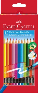 Kredki z gumką 12 kolorów Faber-Castell opakowanie kartonowe