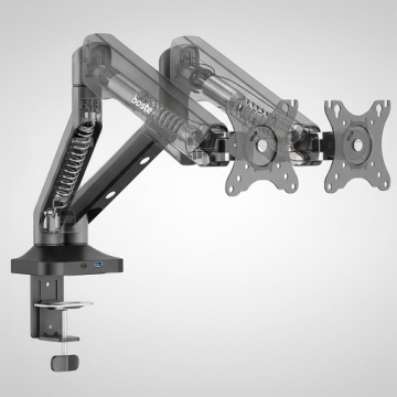 BOSTE SOLIDNY OBROTOWY GAZOWY UCHWYT BIURKOWY NA DWA MONITORY VESA 17-35''