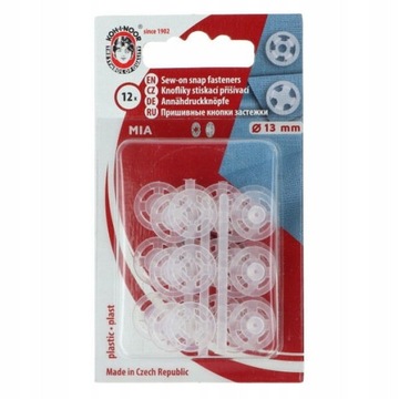 Zatrzaski plastikowe do przyszycia napy 13mm 12szt