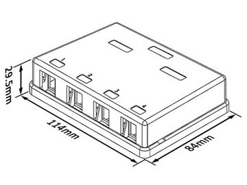 Коробка для поверхностного монтажа, 4 порта KEYSTONE DELOCK