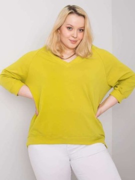 BASIC FEEL GOOD JASNOZIELONA BLUZA PLUS SIZE Z BAWEŁNY (2XL) LIMONKOWY