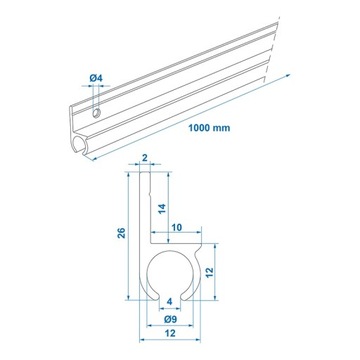 АЛЮМИНИЕВАЯ РЕЙКА ДЛЯ KEDRA 100 X 2,6 СМ