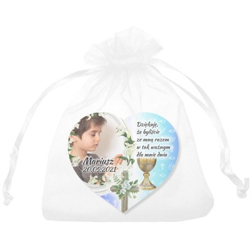 Магнит-сердечко на крещение с благодарностью гостям к первому причастию