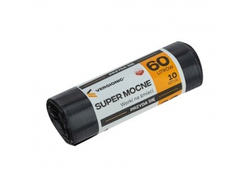 MOCNE WORKI NA ŚMIECI ODPADY RESZTKI 60L 10 SZT VERGONIC LDPE 22µm